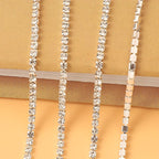 2mm Silver Rhinestone Chain Nail Art Decoration Clothing Shoe Phone Cup Decor