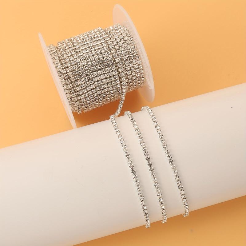 2mm Silver Rhinestone Chain Nail Art Decoration Clothing Shoe Phone Cup Decor