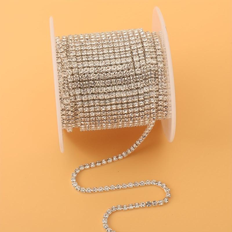 2mm Silver Rhinestone Chain Nail Art Decoration Clothing Shoe Phone Cup Decor