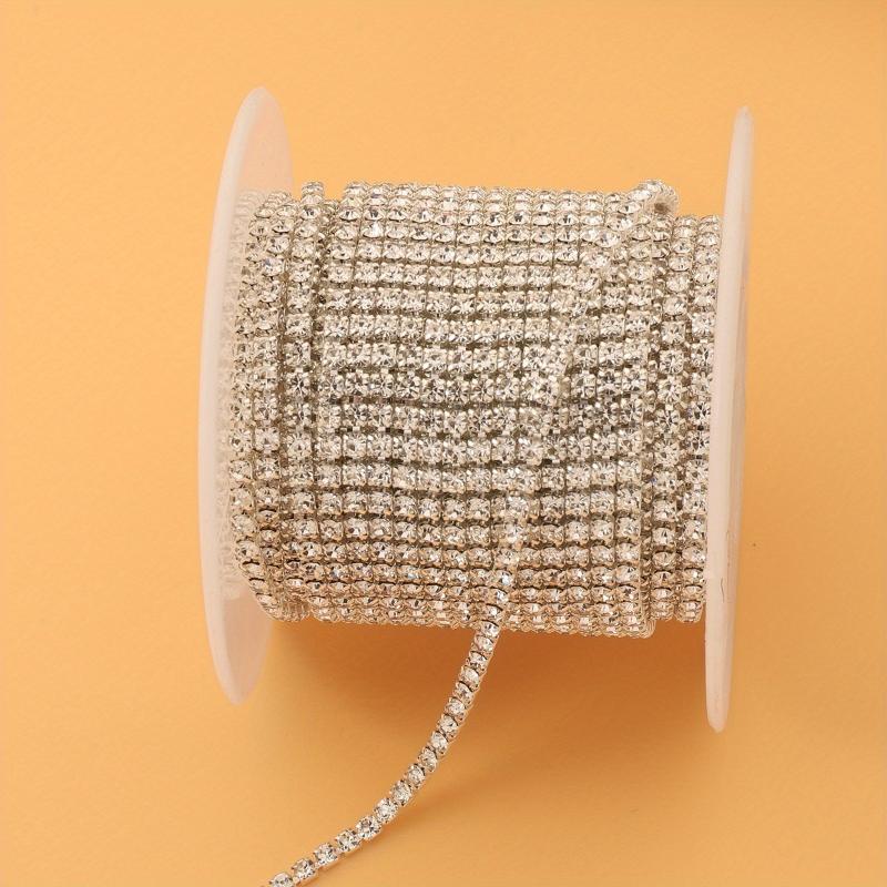 2mm Silver Rhinestone Chain Nail Art Decoration Clothing Shoe Phone Cup Decor