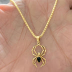 Gothic Spider Pendant Necklace with Zirconia Inlay