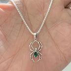 Gothic Spider Pendant Necklace with Zirconia Inlay