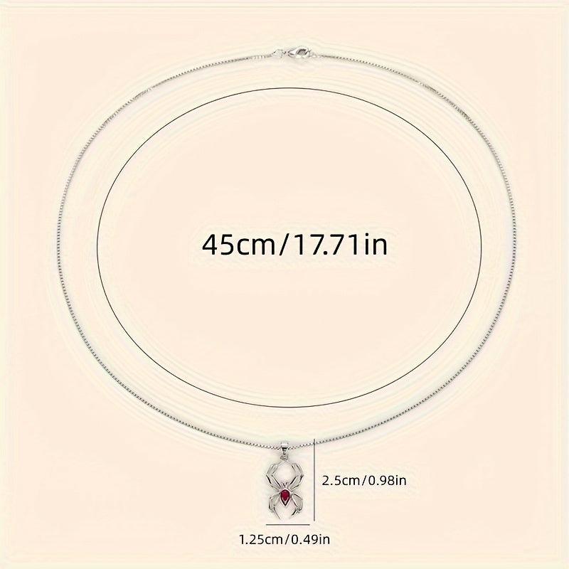 Gothic Spider Pendant Necklace with Zirconia Inlay