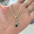 Gothic Spider Pendant Necklace with Zirconia Inlay