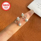 925 Sterling Silver Zirconia Stud Earrings Hypoallergenic Screw Back Double Ball