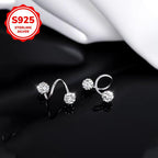 925 Sterling Silver Zirconia Stud Earrings Hypoallergenic Screw Back Double Ball
