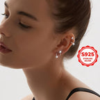 925 Sterling Silver Zirconia Stud Earrings Hypoallergenic Screw Back Double Ball