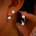 925 Sterling Silver Zirconia Stud Earrings Hypoallergenic Screw Back Double Ball