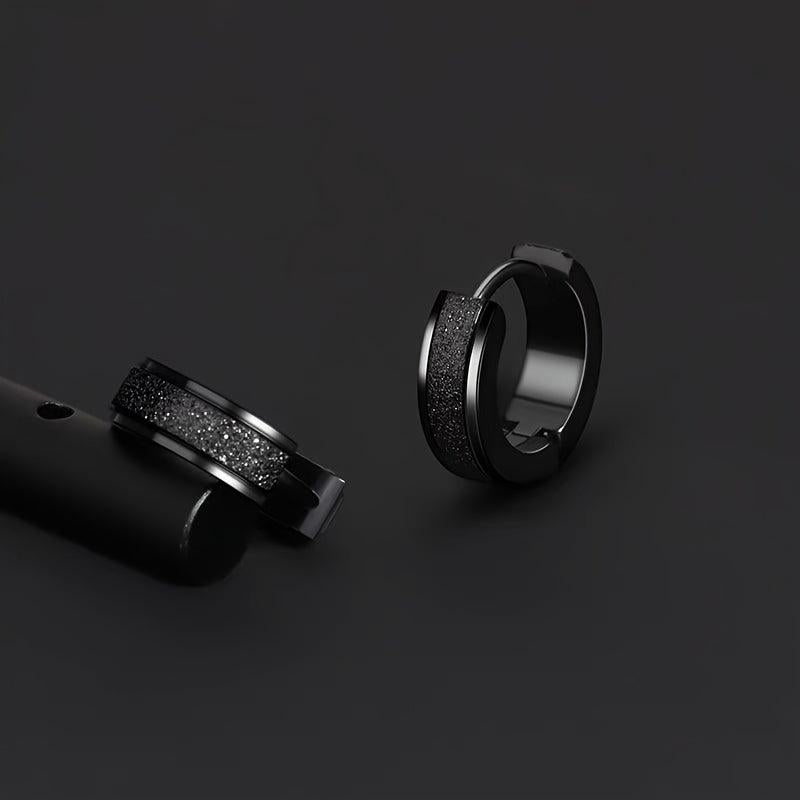 Matte Glitter Earrings and Studs - Street Style Stainless Steel - Men/Women