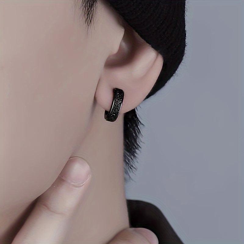 Matte Glitter Earrings and Studs - Street Style Stainless Steel - Men/Women