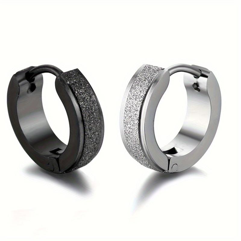 Matte Glitter Earrings and Studs - Street Style Stainless Steel - Men/Women
