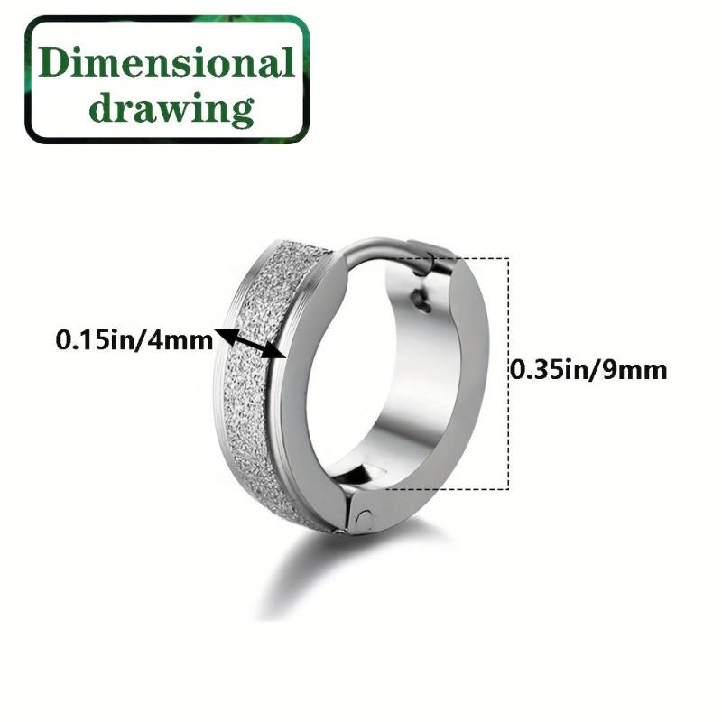 Matte Glitter Earrings and Studs - Street Style Stainless Steel - Men/Women