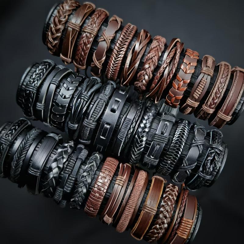 12pcs Vintage Style Leather Bracelet Set Unisex Wristbands Gift Occasions