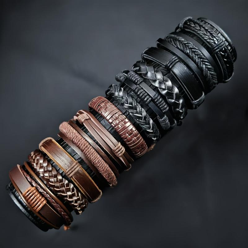 12pcs Vintage Style Leather Bracelet Set Unisex Wristbands Gift Occasions
