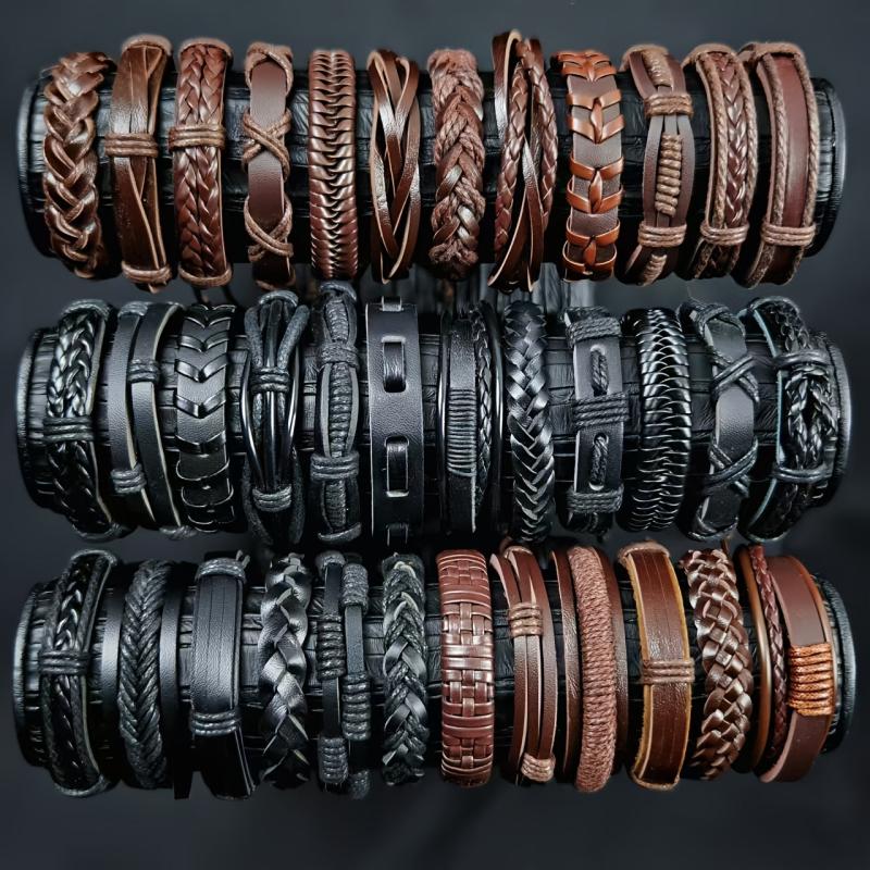 12pcs Vintage Style Leather Bracelet Set Unisex Wristbands Gift Occasions