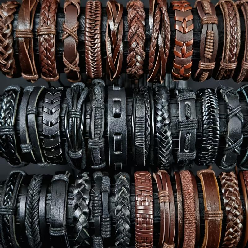 12pcs Vintage Style Leather Bracelet Set Unisex Wristbands Gift Occasions