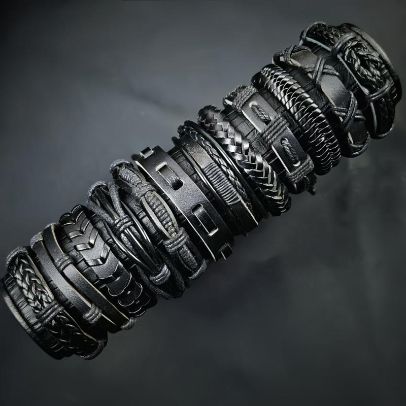 12pcs Vintage Style Leather Bracelet Set Unisex Wristbands Gift Occasions