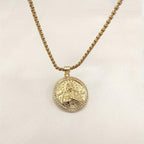 Vintage Virgin Mary Pattern Pendant Oval Necklace