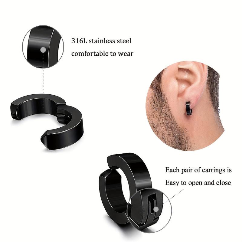 11pcs Punk Style Stainless Steel Ear Clip Set for Men and Women