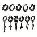 11pcs Punk Style Stainless Steel Ear Clip Set for Men and Women