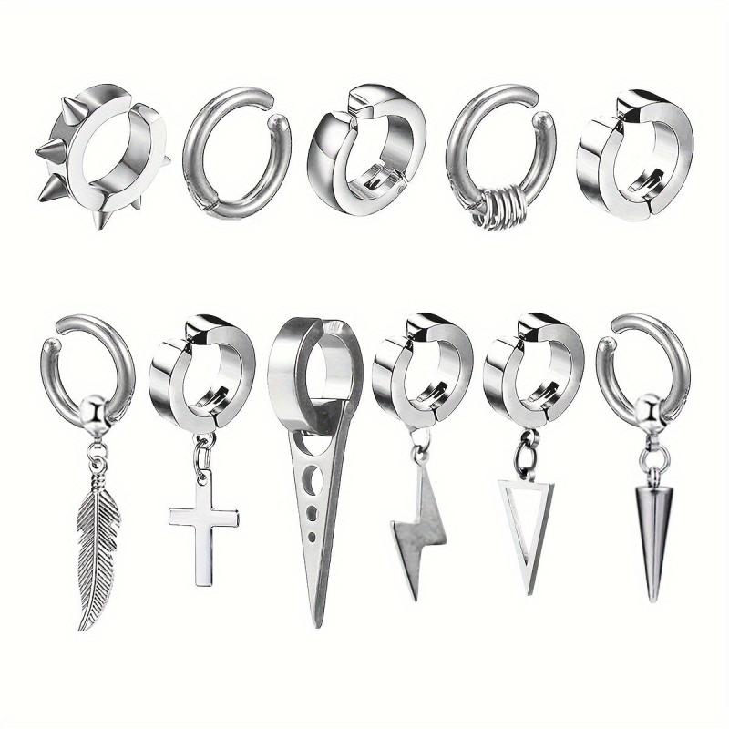 11pcs Punk Style Stainless Steel Ear Clip Set for Men and Women