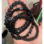 4pcs Men's Bracelet Set Hematite & Mountain Stone Beads Layer Stretch Wristband