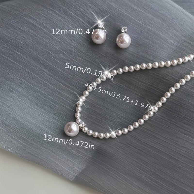 French Shell Pearl Necklace Earrings Set Daily Wedding Gift