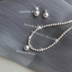 French Shell Pearl Necklace Earrings Set Daily Wedding Gift