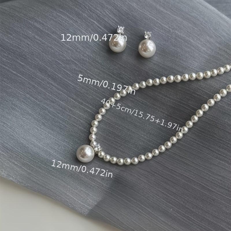 French Shell Pearl Necklace Earrings Set Daily Wedding Gift