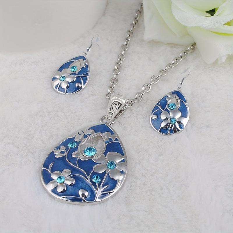 Water Drop Necklace Earrings Set Pendant Earring Set