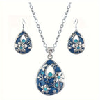 Water Drop Necklace Earrings Set Pendant Earring Set