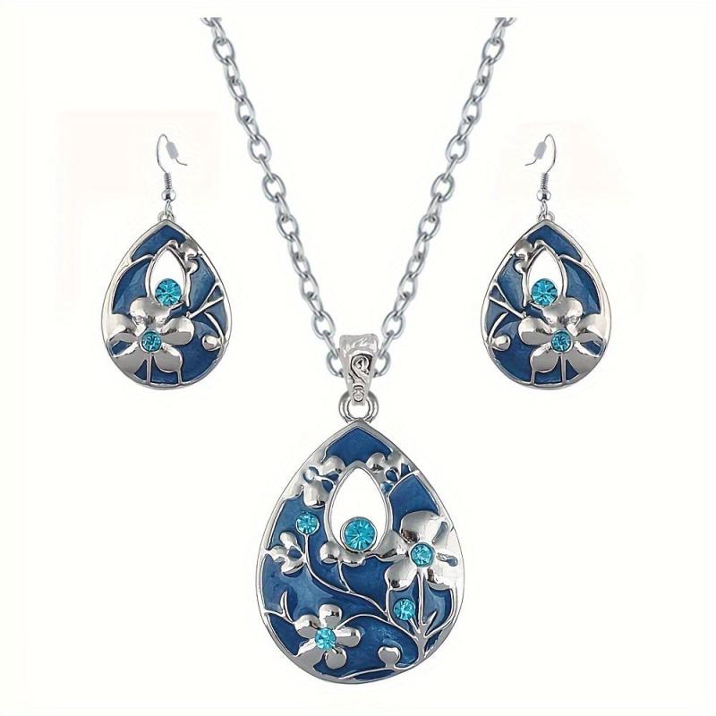 Water Drop Necklace Earrings Set Pendant Earring Set