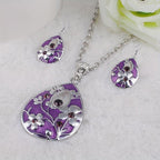 Water Drop Necklace Earrings Set Pendant Earring Set