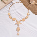 Summer Ocean Vacation Style Women's Y Necklace Bohemian Starfish Shell Pendant