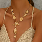 Summer Ocean Vacation Style Women's Y Necklace Bohemian Starfish Shell Pendant