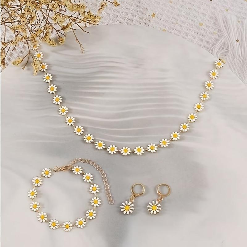 Fresh Daisy Jewelry Set for Women's Gift
