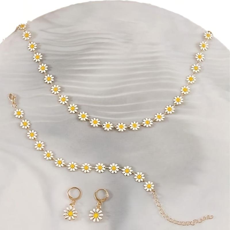 Fresh Daisy Jewelry Set for Women's Gift