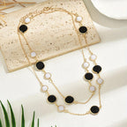 Long Layered Necklace Iron Chain Plastic Gemstones Daily Wear Parties Jewelry