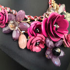 Exaggerated Metal Collarbone Chain Floral Crystal Necklace