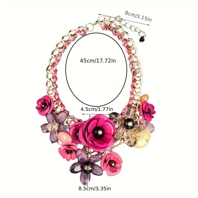 Exaggerated Metal Collarbone Chain Floral Crystal Necklace