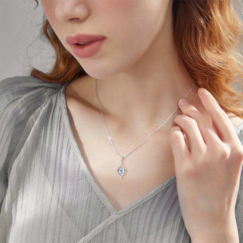 Sterling Silver Evil Eye Pendant Necklace 925 Greek Eyes Amulet Ojo Turco