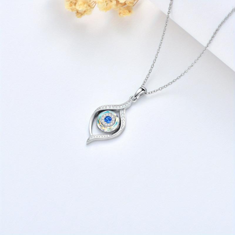 Sterling Silver Evil Eye Pendant Necklace 925 Greek Eyes Amulet Ojo Turco