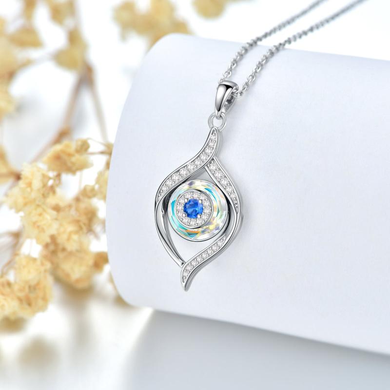 Sterling Silver Evil Eye Pendant Necklace 925 Greek Eyes Amulet Ojo Turco