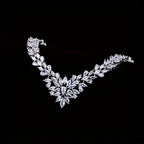 925 Silver Zirconia Floral Earrings Necklace Set for Bridal