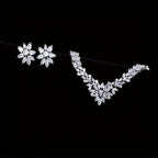 925 Silver Zirconia Floral Earrings Necklace Set for Bridal