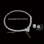 925 Silver Zirconia Floral Earrings Necklace Set for Bridal