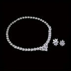 925 Silver Zirconia Floral Earrings Necklace Set for Bridal