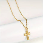 Stainless Steel Cross Pendant Necklace Hip Hop Style Polka Dot 316L