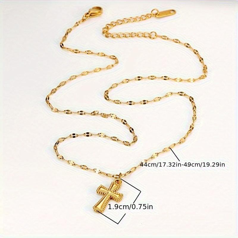 Stainless Steel Cross Pendant Necklace Hip Hop Style Polka Dot 316L