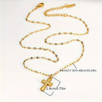 Stainless Steel Cross Pendant Necklace Hip Hop Style Polka Dot 316L